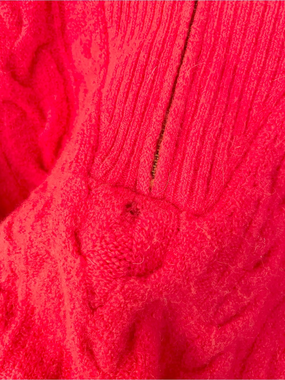 J Crew Cable-knit Half-zip Sweater in Supersoft Yarn L Large Red WoolAlpaca FLAW - Picture 4 of 9